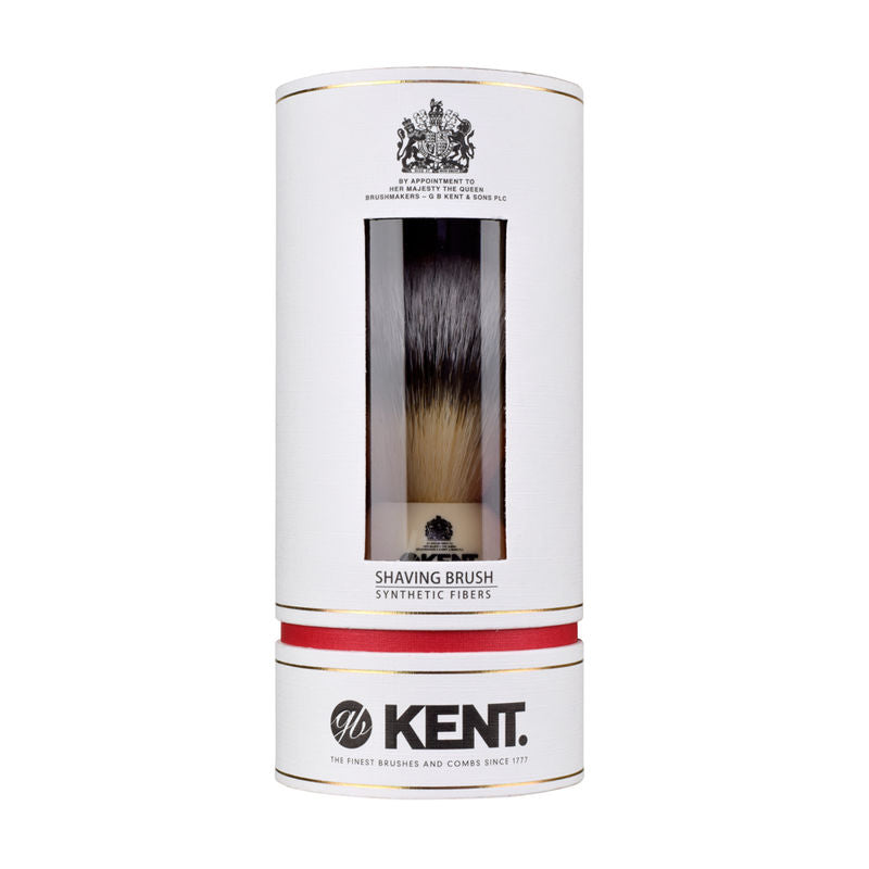 MEDIUM SYNTHETIC IVORY-WHITE SHAVING BRUSH WITH FREE STAND